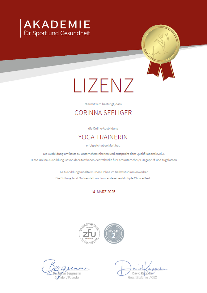 Hatha Yoga Trainer Lizenz Corinna Seeliger